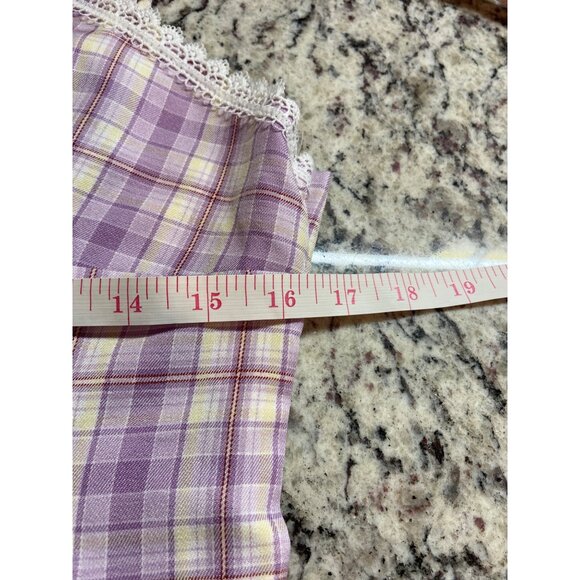 Airyflow Womens Mini Dress Medium Purple Plaid Lace Trim Preppy Fairycore - Picture 5 of 7